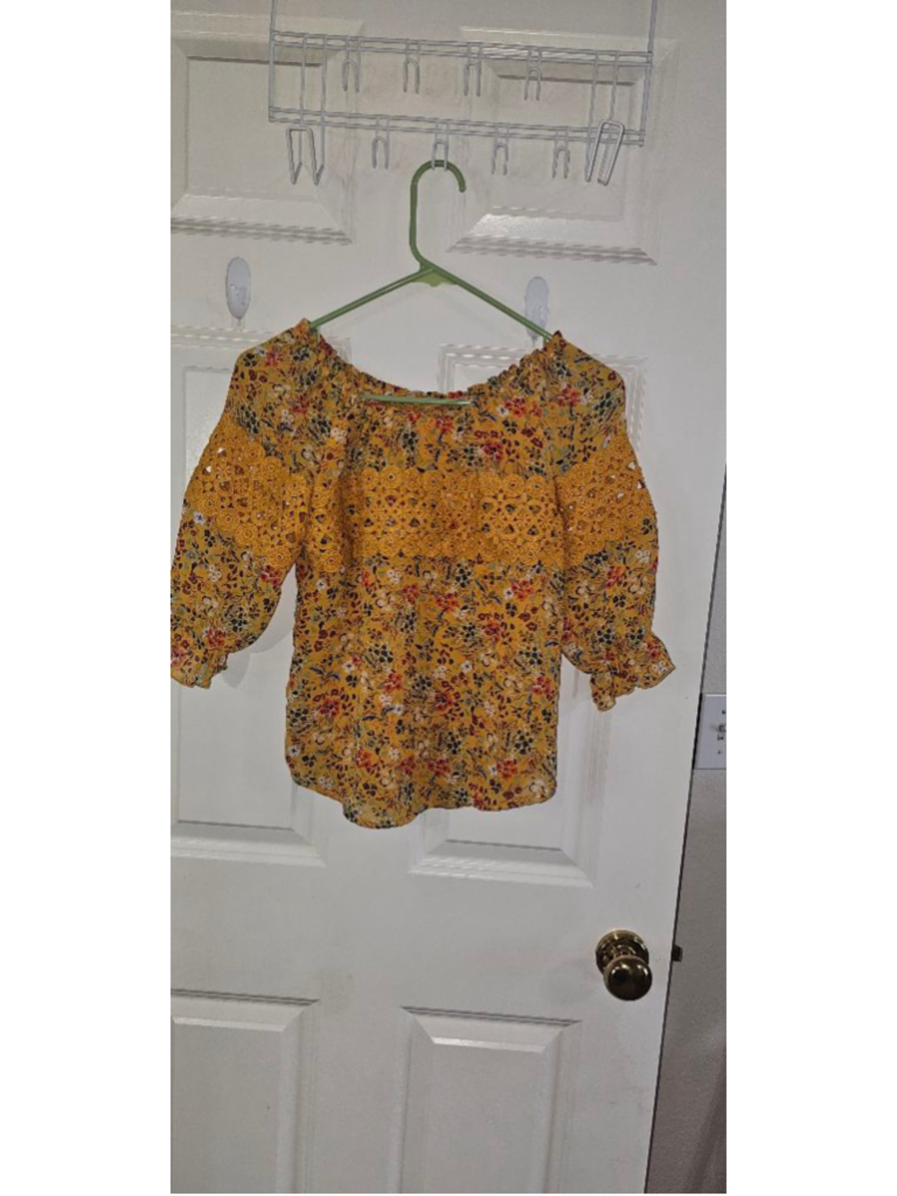 Women's Beautees Knitworks Floral Blouse, Yellow Multicolor